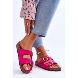 FB2 Sandales pour femmes sur plateforme en liège à rayures Fuchsia Doretta rose 2