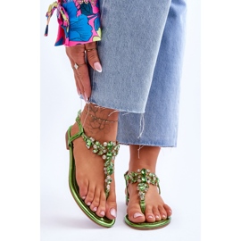 Sandales Femme Avec Pierres Vert Lenis 1