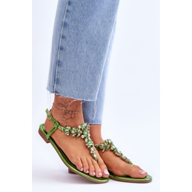 Sandales Femme Avec Pierres Vert Lenis 7