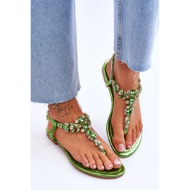 Sandales Femme Avec Pierres Vert Lenis 4