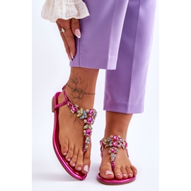 Tongs Femme Avec Pierres Fuchsia Lenisa rose 1