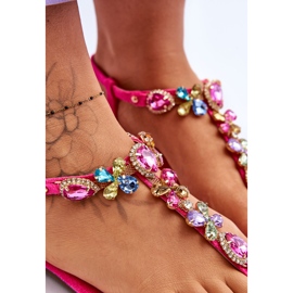 FB2 Tongs En Daim Rose Avec Pierres Frency 6