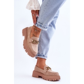 Mocassins plateforme en daim pour femme Beige Larey 5