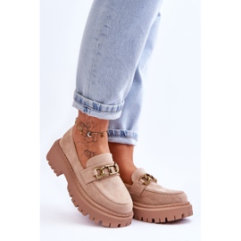 Mocassins plateforme en daim pour femme Beige Larey 8