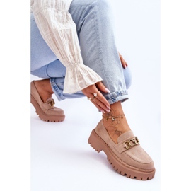 Mocassins plateforme en daim pour femme Beige Larey 6