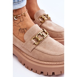 Mocassins plateforme en daim pour femme Beige Larey 7