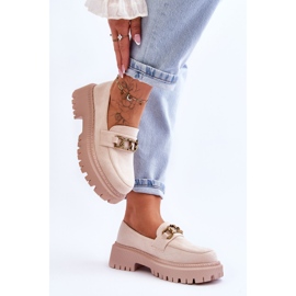 Mocassins à Plateforme en Daim pour Femme Beige Clair Larey 4