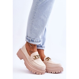 Mocassins à Plateforme en Daim pour Femme Beige Clair Larey 7
