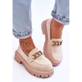 Mocassins à Plateforme en Daim pour Femme Beige Clair Larey 3