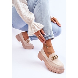 Mocassins à Plateforme en Daim pour Femme Beige Clair Larey 5