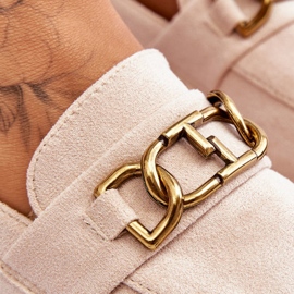 Mocassins à Plateforme en Daim pour Femme Beige Clair Larey 6
