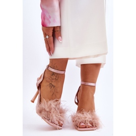 FB2 Sandales à plumes Tiffany nude pour femmes rose 1
