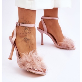 FB2 Sandales à plumes Tiffany nude pour femmes rose 2