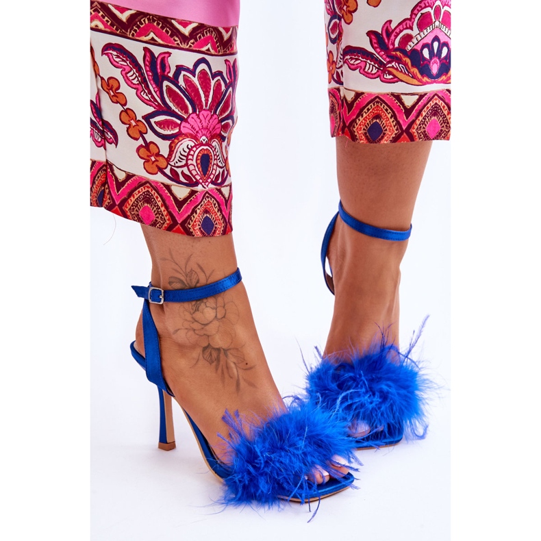 FB2 Sandales Femme Avec Plumes Bleu 1