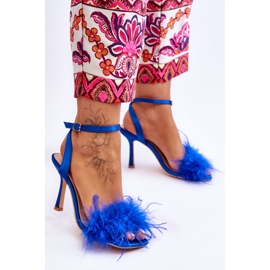 FB2 Sandales Femme Avec Plumes Bleu 2