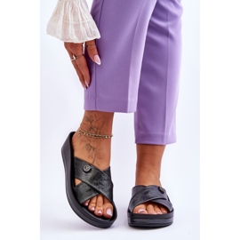 Vinceza Chaussons à plateforme pour femmes avec décoration Noir Brooklyn le noir 1