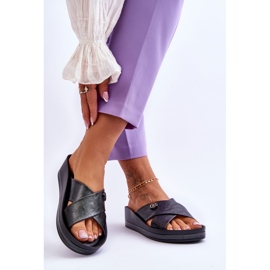 Vinceza Chaussons à plateforme pour femmes avec décoration Noir Brooklyn le noir 2