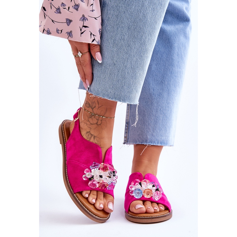 Vinceza Sandales Fuchsia Mersea en daim lapidé pour femmes rose 1
