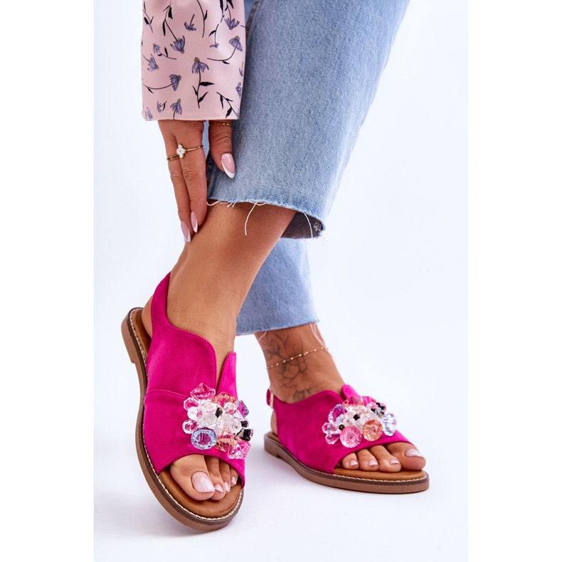 Vinceza Sandales Fuchsia Mersea en daim lapidé pour femmes rose 2