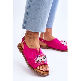 Vinceza Sandales Fuchsia Mersea en daim lapidé pour femmes rose 3