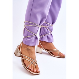 Sandales nouées à talons hauts dorés Secret Love 2