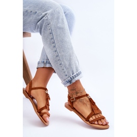 Sandales Plates Femme Daim Bohème Marron Lucami brun 5