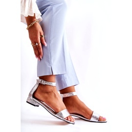 Alberto Violli Sandales en cuir argenté pour femmes 3