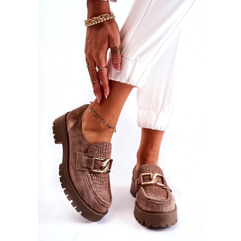 Lemar Chaussures brunes légères en daim pour femmes avec un ornement 3