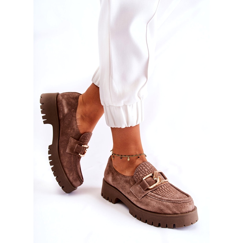 Lemar Chaussures brunes légères en daim pour femmes avec un ornement 2