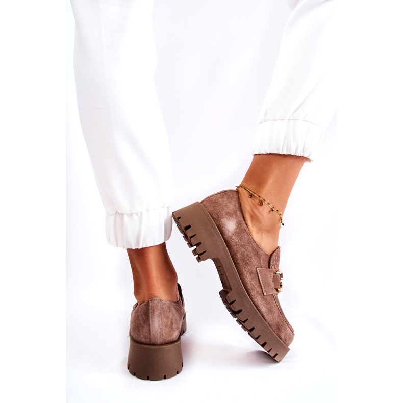 Lemar Chaussures brunes légères en daim pour femmes avec un ornement 4