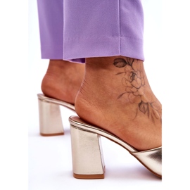 Tongs classiques en cuir pour femmes or métallisé doré 5