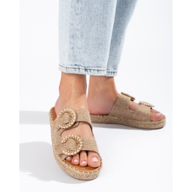Chaussons femme beige boucle Shelovet 2