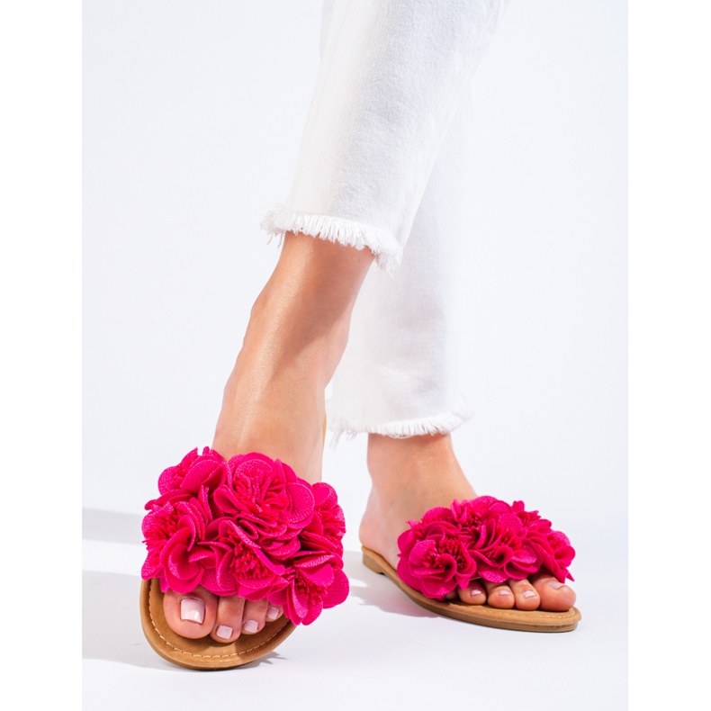 Chaussons femme roses à fleurs Shelovet 2