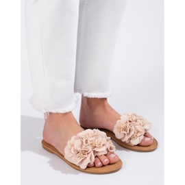 Chaussons femme beiges à fleurs Shelovet 2