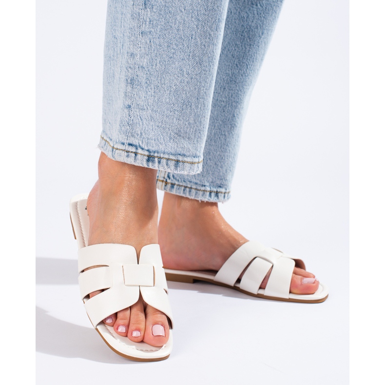 Pantoufles classiques pour femmes blanches Shelovet 1 Pantoufles classiques pour femmes blanches Shelovet 1