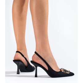 Escarpins à talon ouvert en daim noir Shelovet 1