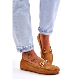 Mocassins classiques en daim avec décoration camel brun 1