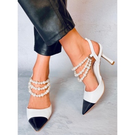 Escarpins à talon ouvert avec perles Harmony White blanche 1