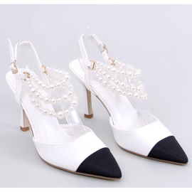 Escarpins à talon ouvert avec perles Harmony White blanche 5