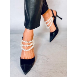 Escarpins à talon ouvert avec perles Harmony Black le noir 1
