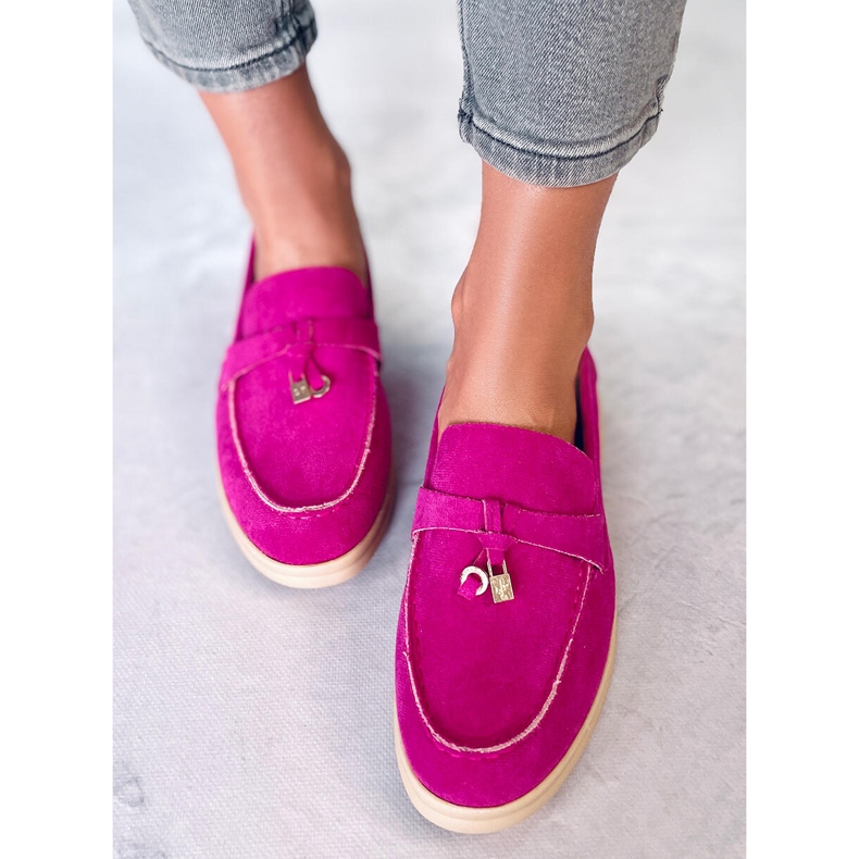 Mocassins en daim d'Ottavia Fuchsia rose 1