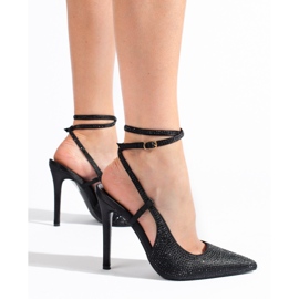 Escarpins noirs à talons hauts avec cristaux de Shelovet le noir 1 Escarpins noirs à talons hauts avec cristaux de Shelovet le noir 1