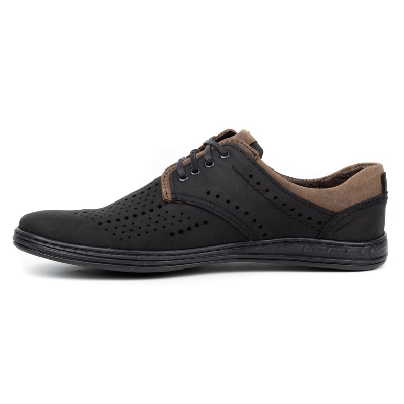 Polbut Chaussures en cuir pour hommes 402 été noir avec marron 1