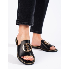 Elégantes pantoufles Shelovet noires pour femmes 2