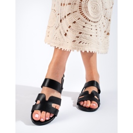 Sandales plates Shelovet noires 1