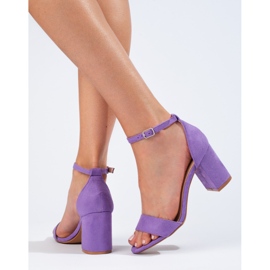 Sandales blocs en daim violet de Shelovet 2