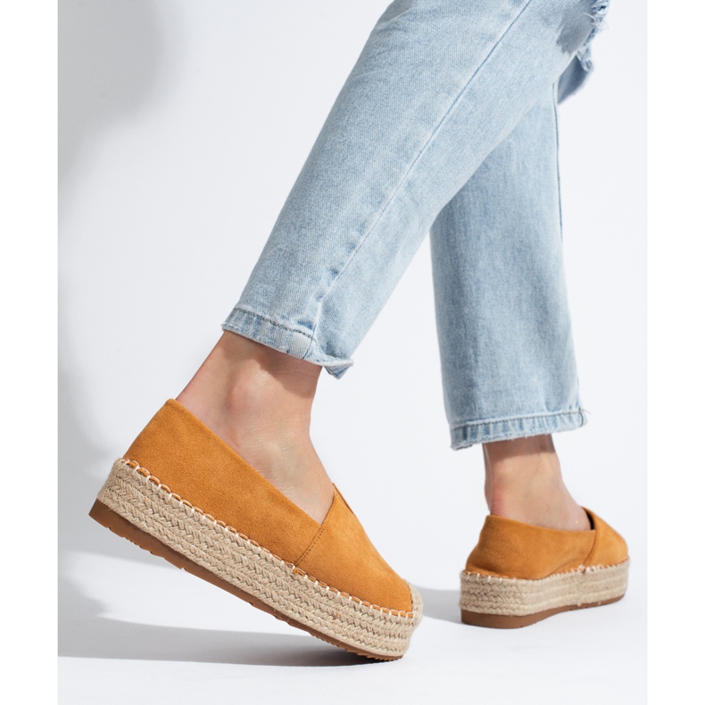 Espadrilles en daim pour femmes sur la plate-forme Shelovet camel brun 1