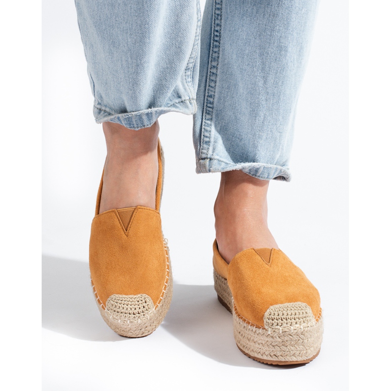 Espadrilles en daim pour femmes sur la plate-forme Shelovet camel brun 2