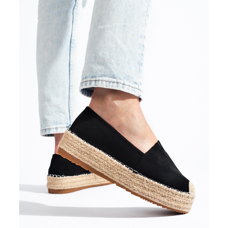 Espadrilles à plateforme en daim pour femmes Shelovet noir le noir 1
