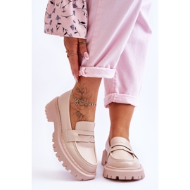 Mocassins à enfiler à plateforme en cuir beige Riverside 1 Mocassins à enfiler à plateforme en cuir beige Riverside 1